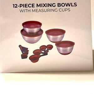 Servappetit 12pc Stainless Steel Nesting Mixing Bowl Set Measuring Cups & Spoons